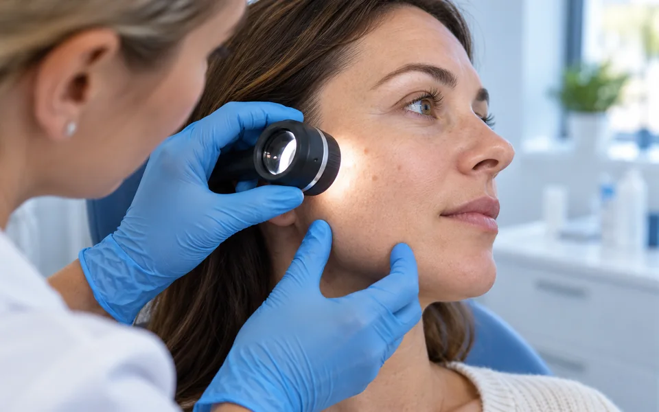 Illustrative skin assessment using an examination light